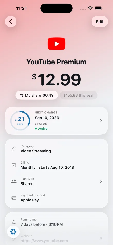 Blips subscription preview screen